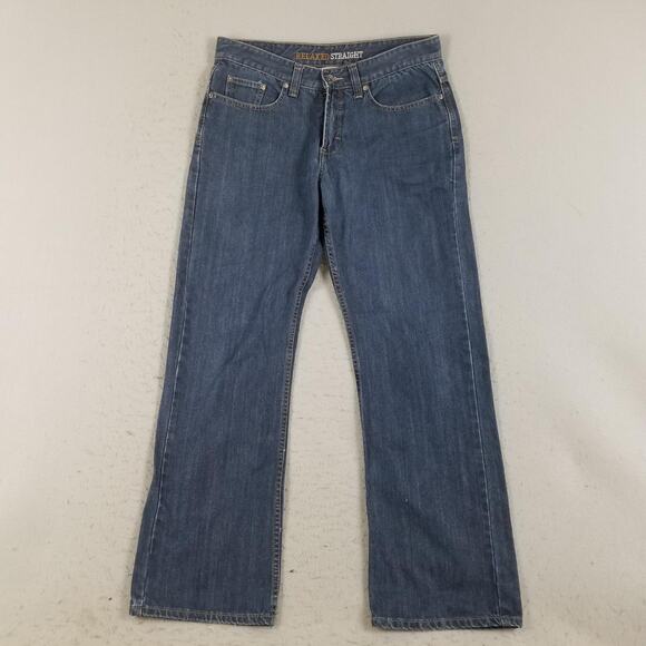 Urban Up Jeans Mens 32x32 Relaxed Straight Denim Zip Pocket Embroidered Pants - Picture 1 of 16